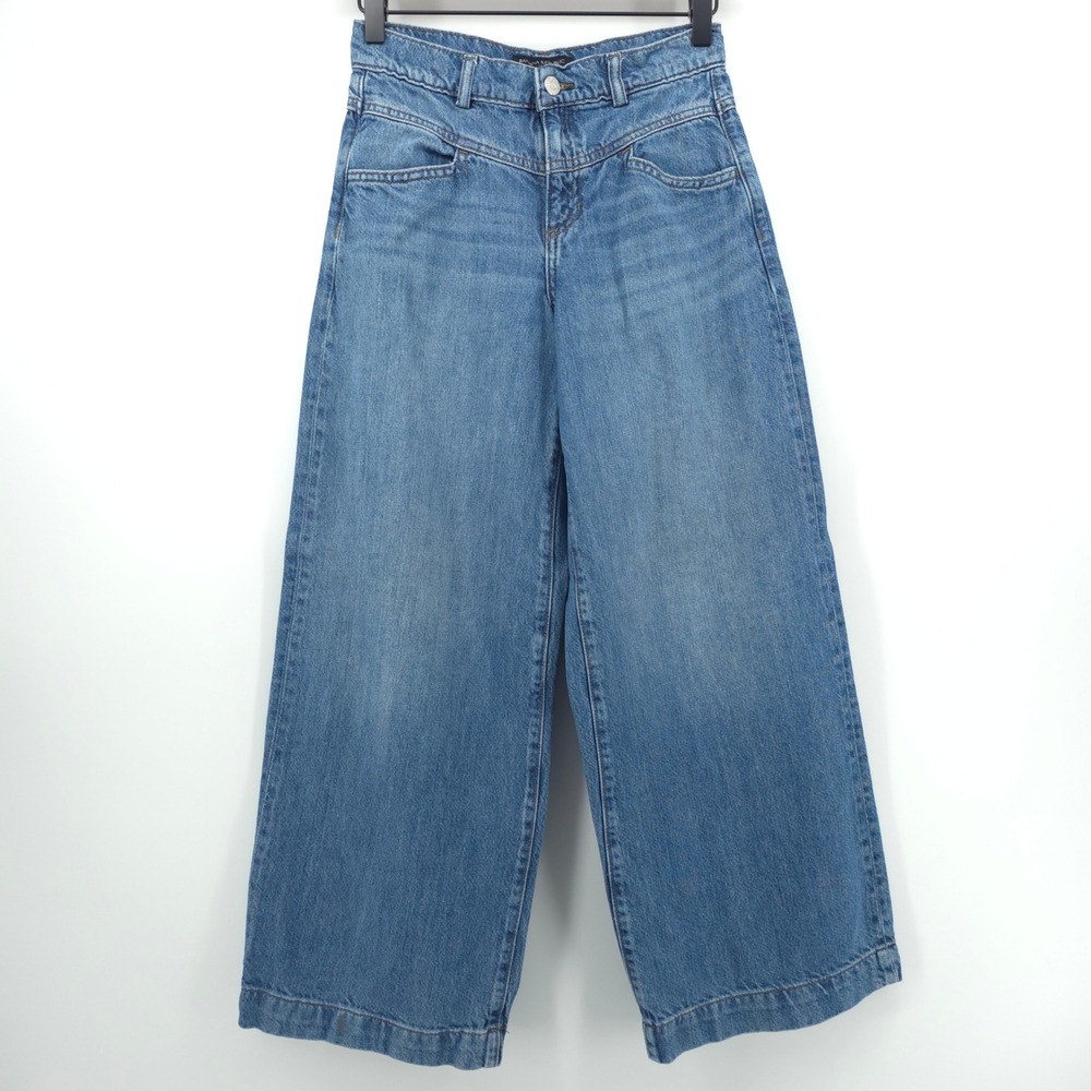 Banana Republic Womens Wide Leg Jeans 00/24 Blue High Rise Yoke Detail